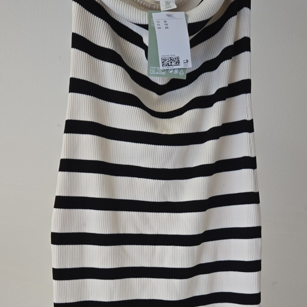 H&M White and Black Striped Dress SKU054
